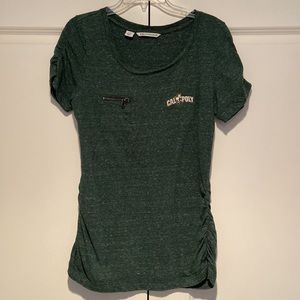 Cal Poly Green Ruched T-shirt. Like new. Cal Poly San Luis Obispo